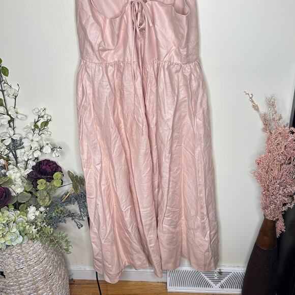 BANANA REPUBLIC 2025 Linen Corset Long Maxi Dress Pink Scallop Shell Sz 20  {K22} - mordernwear.com